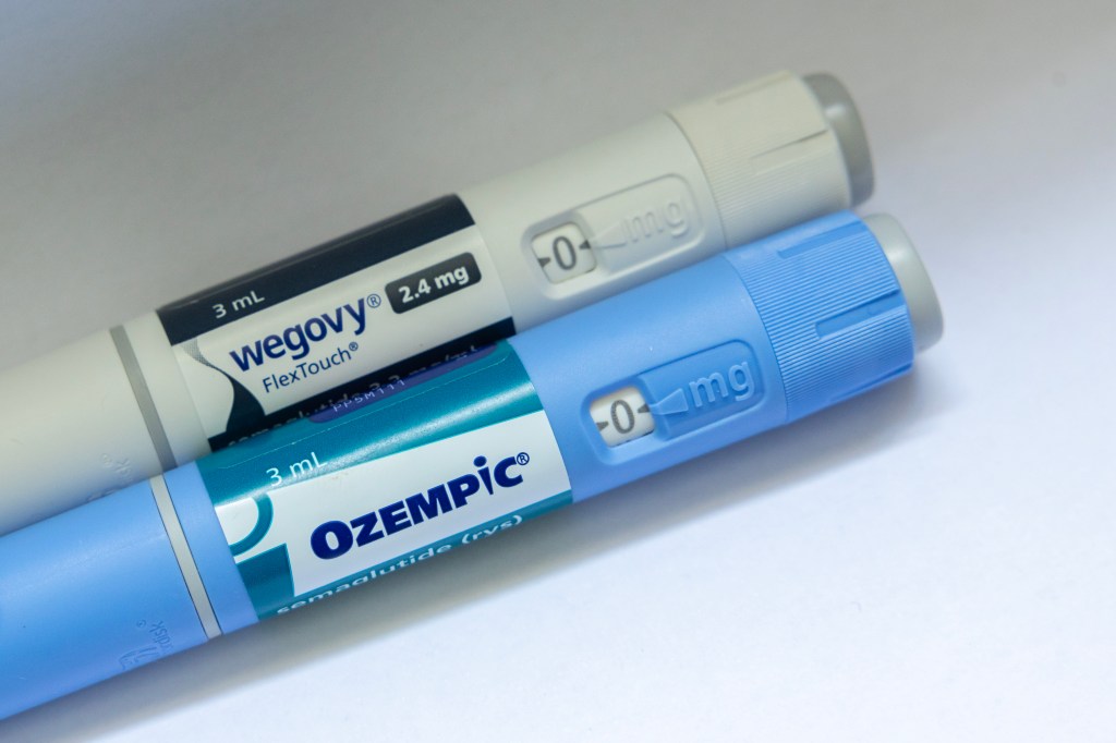 Foreground photos of ozempic weight loss and wegovy weight loss drug