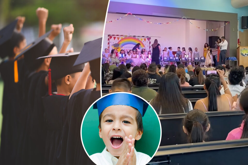 The bewildered parents forced to follow a strange rule on kindergarten graduation: "out of" black mirror ""